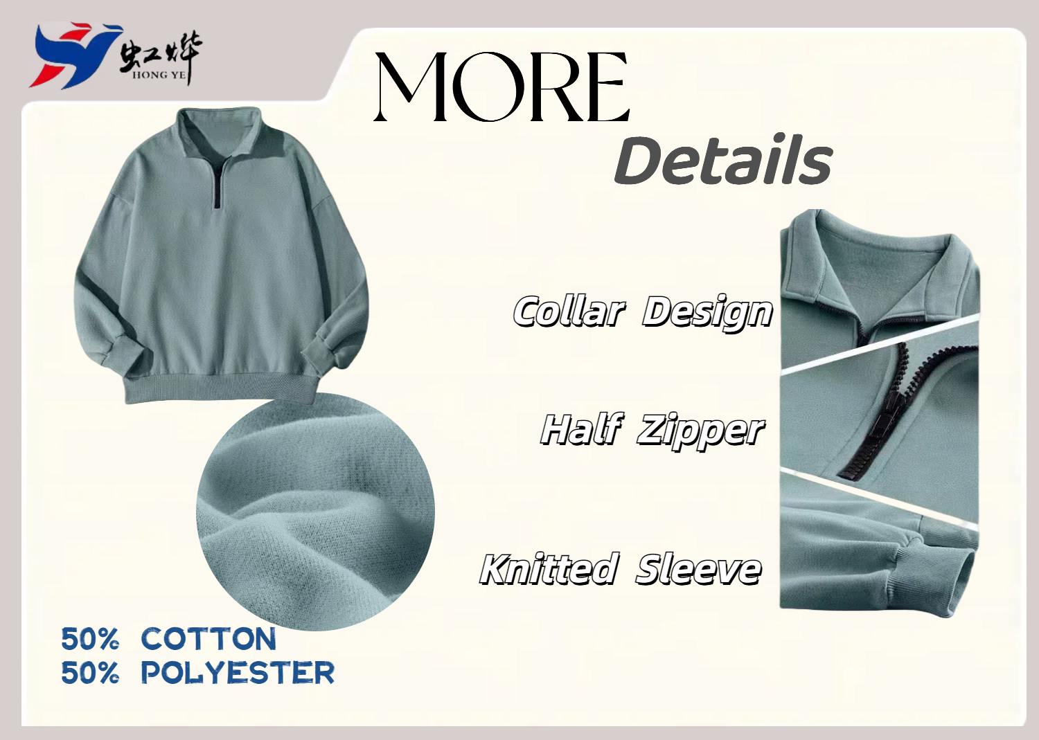 more details of Half Zipper Hoodie